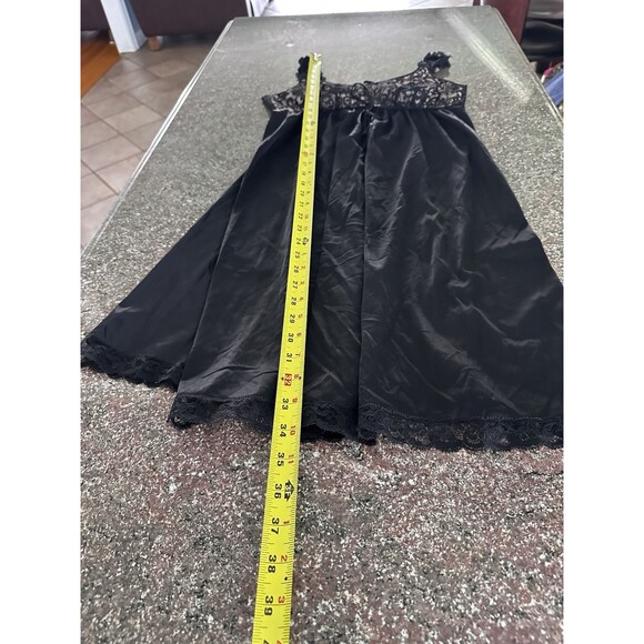 Vanity‎ Fair Nightgown Vintage Womens Size 34 Black Lace Bust Bow Detail Layered - Picture 9 of 11